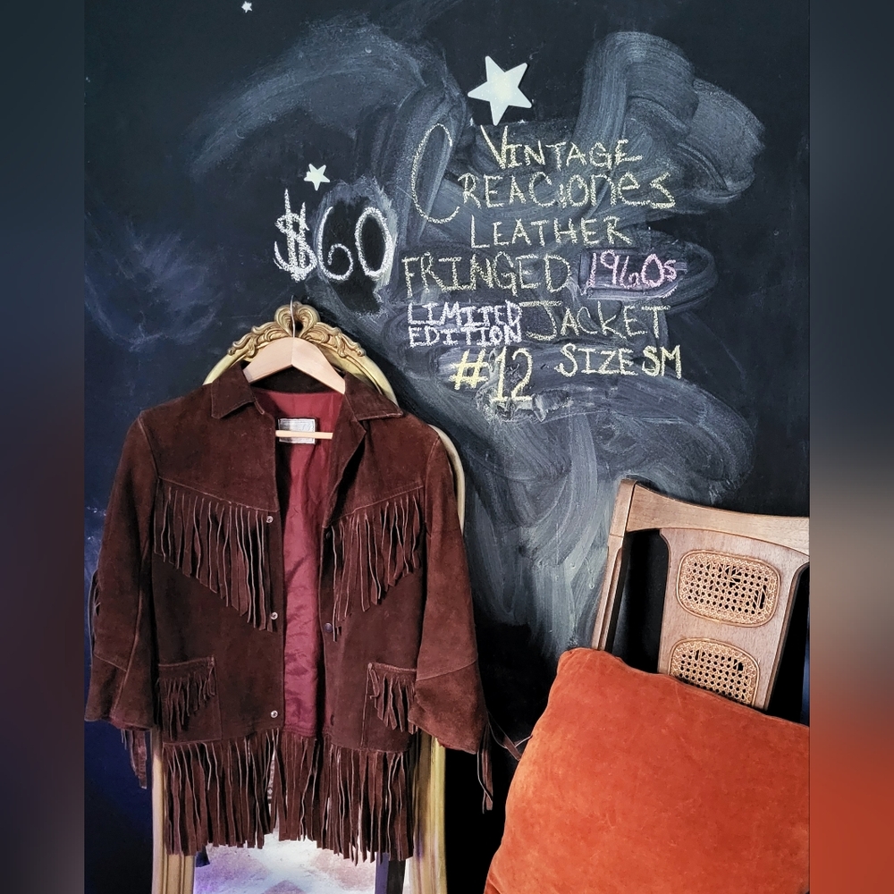 Vintage 1960s Creaciones Leather Fringed Jacket